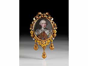 Goldbrosche mit Miniaturbildnis von George III. (1760 König von England)