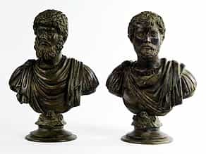 Paar Bronzebüsten römischer Cäsaren