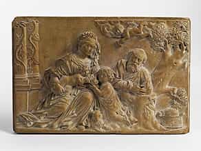 Bildreliefplatte mit Darstellung der Heiligen Familie und des Johannesknaben