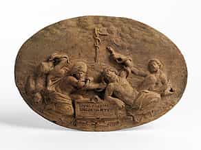 Reliefplatte mit Darstellung der alttestamentlichen Szenerie der Ehernen Schlange