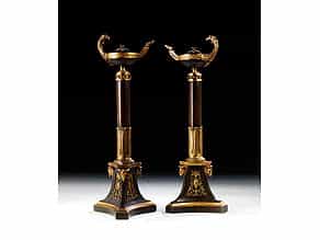 Paar Empire-Kerzenhalter in Bronze und Feuervergoldung