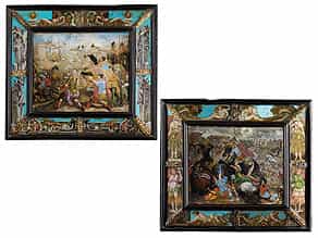 Paar bedeutende Hinterglasbilder des 17. Jahrhunderts