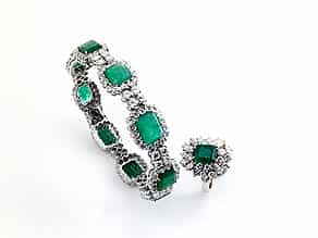 † Smaragd-Brillantarmband und Ring