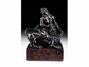 Bedeutende italienische Bronzefigur eines Herkules mit dem nemesischen Löwen kämpfend