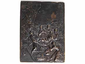 Rechteckige Reliefplakette mit Darstellung der Grablegung Christi