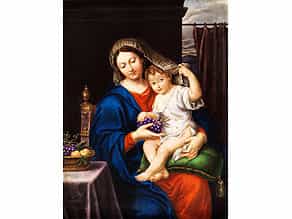 Porzellanbild mit Darstellung der Maria mit dem Kind