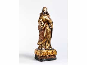 Holzgeschnitzte, gefasste und vergoldete Christusfigur