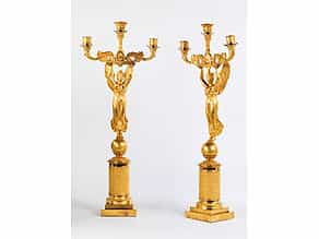 Paar französische Leuchter in Bronze und Feuervergoldung