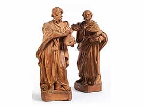 Paar Terrakottastatuen: Die Apostel Matthäus und Petrus