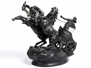 Bronzefigur eines Römers im Streitwagen
