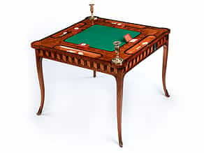 Bedeutender und sehr seltener Spieltisch, verwandelbar als Konsoltisch, Pierre Deniezot, Meister 1740, zug.
