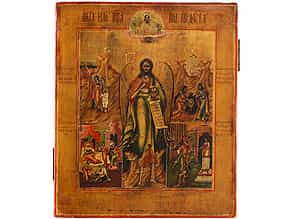 Ikone - Der Heilige Johannes mit vier Szenen aus seinem Leben