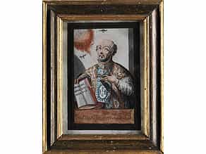 Hinterglasbild mit Darstellung des Heiligen Ignatius von Loyola