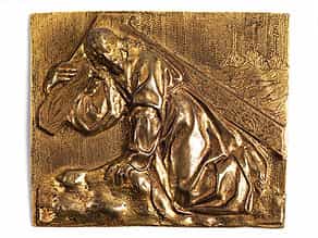 Vergoldete Bronze-Relieftafel