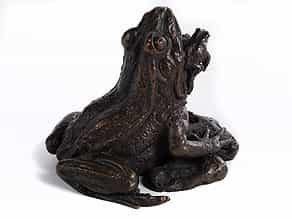 Bronzefigur eines Frosches als Tintenfass
