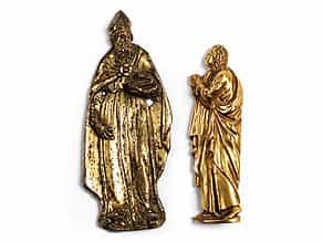 Zwei Relieffiguren in Bronze und Feuervergoldung