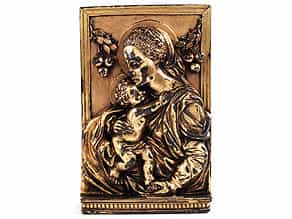 Bronzeplakette mit Darstellung Maria mit dem Kind