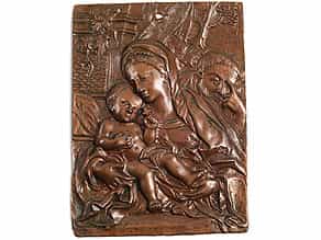 Kupferplakette mit Darstellung der Heiligen Familie