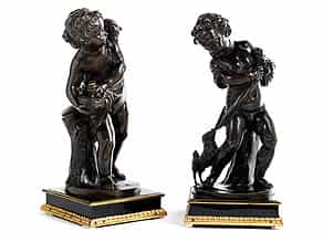 Paar Tischaufsatz- oder Kaminaufsatz-Bronzefiguren