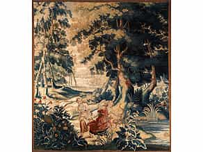 Flämischer Gobelin des 17. Jahrhunderts mit Walddarstellung sowie mythologischer Szenerie