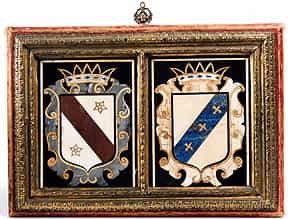 Paar Pietra dura-Platten mit bekrönten Wappen
