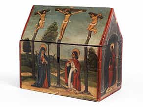 Spätgotische Kassette mit religiöser Malerei
