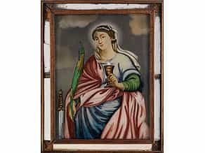 Hinterglasbild mit Darstellung der Heiligen Katharina