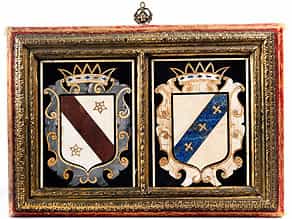 Pietra dura-Platte mit bekrönten Wappen