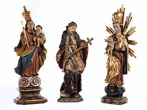 Konvolut von drei Heiligenfiguren