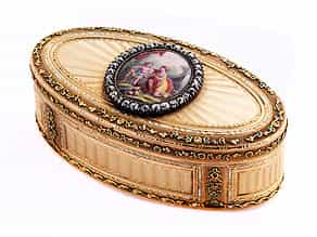 Ovale Golddose mit diamantgerahmtem Miniaturbildnis