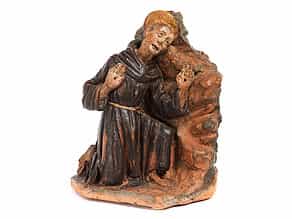 Terrakotta-Figur mit Darstellung des Heiligen Franziskus