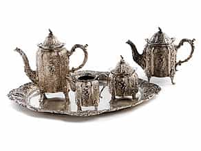Silbernes Kaffee- und Teekannenservice im Rokoko-Stil