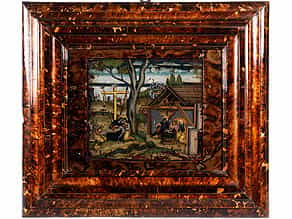 Seltenes, frühes Hinterglasbild mit christologischer Darstellung