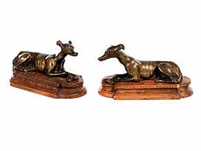 Paar Jagdhunde in Bronzeguss