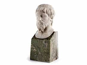 Marmorbüste eines antiken Philosophen oder Schriftstellers (Sophokles oder Aristophanes)
