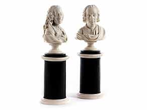 Paar Elfenbeinbüsten von Philosophen des 18. Jahrhunderts