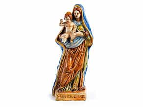 Majolika-Figur einer Madonna mit Kind