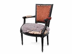 Schwarz gefasster Louis XVI-Sessel