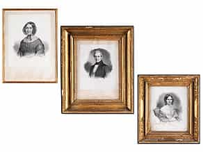  Konvolut von drei lithografierten Portraits