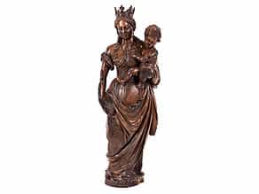  Große Schnitzfigur einer Maria mit Kind