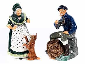  Porzellanfigurenpaar Old Mother Hubbar sowie The Lobster Man 