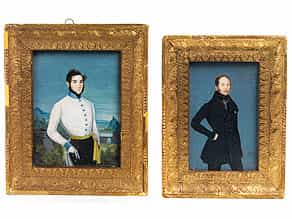  Zwei Miniaturportraits junger adeliger Herren