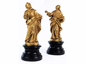  Paar vergoldete Bronzefiguren zweier Evangelisten 