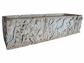 Großer, römischer Marmor-Sarkophag mit Reliefdarstellung Raub der Proserpina 