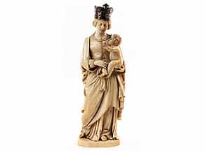  Elfenbeinschnitzfigur einer stehenden Madonna mit dem Kind