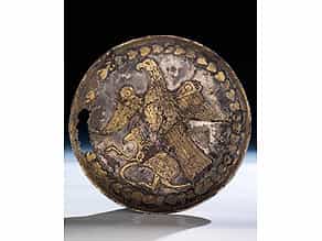 Sassanidische Silberplatte mit vergoldeter Tierdarstellung