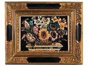 Scagliola-Bildplatte mit Blumenstilleben