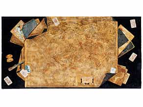  Große, seltene Scagliola-Platte mit Stadtplan der Stadt Neapel