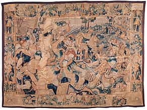  Große Tapisserie mit Darstellung einer Schlachtenszene 17. Jahrhundert