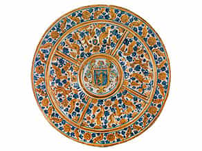  Große Majolika-Platte mit Wappen
